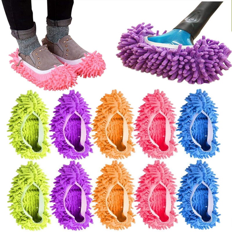 AIFUSI 10Pcs Mop Slippers for Floor Cleaning Washable Shoes Cover Soft Microfiber Dust Mops Mop Socks Reusable for Women Men Kids Foot Dust Hair Cleaners Sweeping House Office Bathroom Kitchen - Image 1